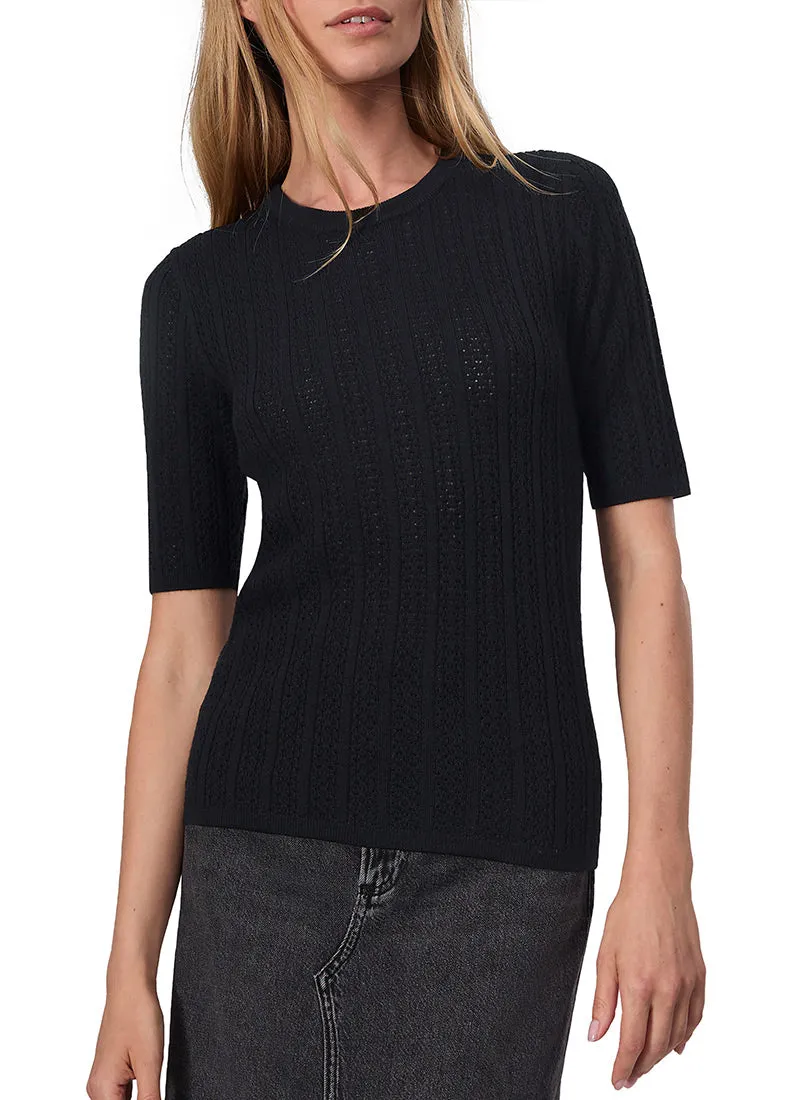 Tina Short-Sleeve Merino Wool Sweater