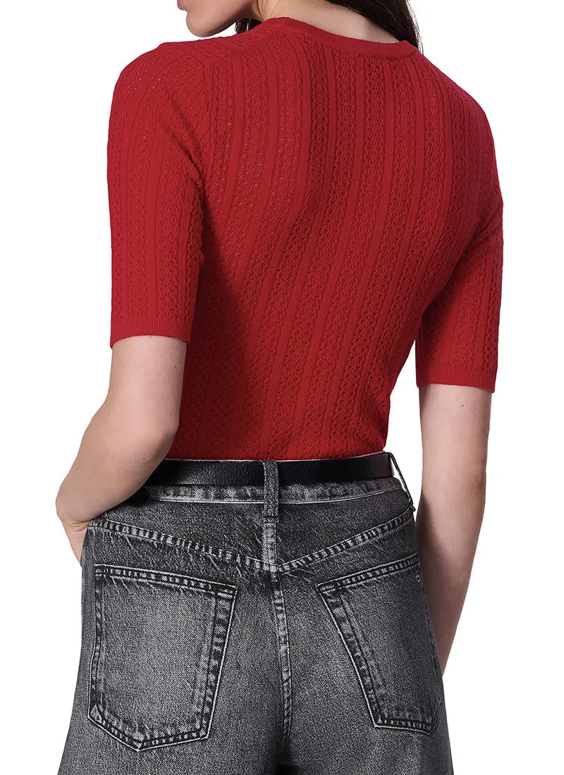 Tina Short-Sleeve Merino Wool Sweater