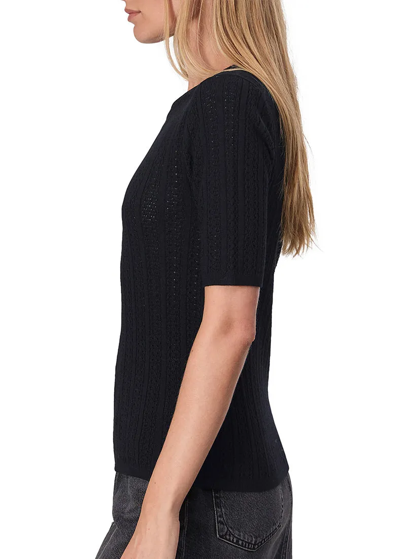 Tina Short-Sleeve Merino Wool Sweater