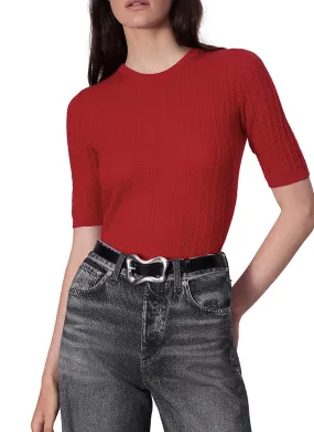 Tina Short-Sleeve Merino Wool Sweater