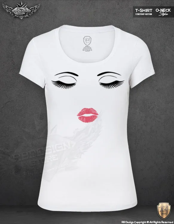 Women's Tredny Eyelashes Lips T-shirt Cool Tumblr Stylish Top WD312