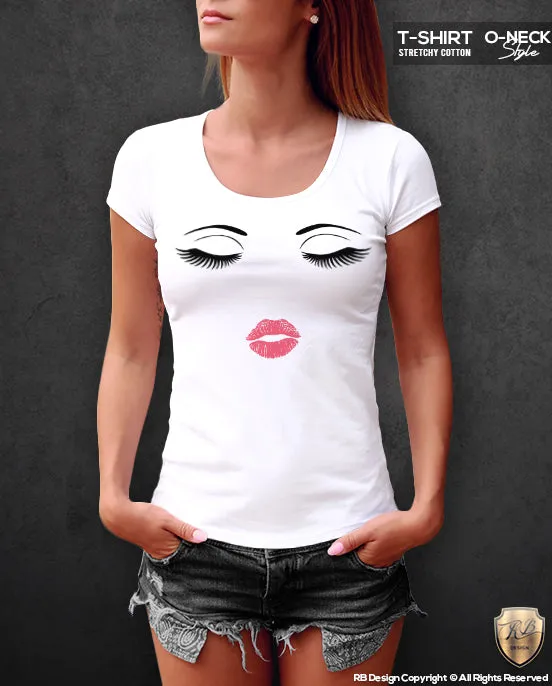 Women's Tredny Eyelashes Lips T-shirt Cool Tumblr Stylish Top WD312