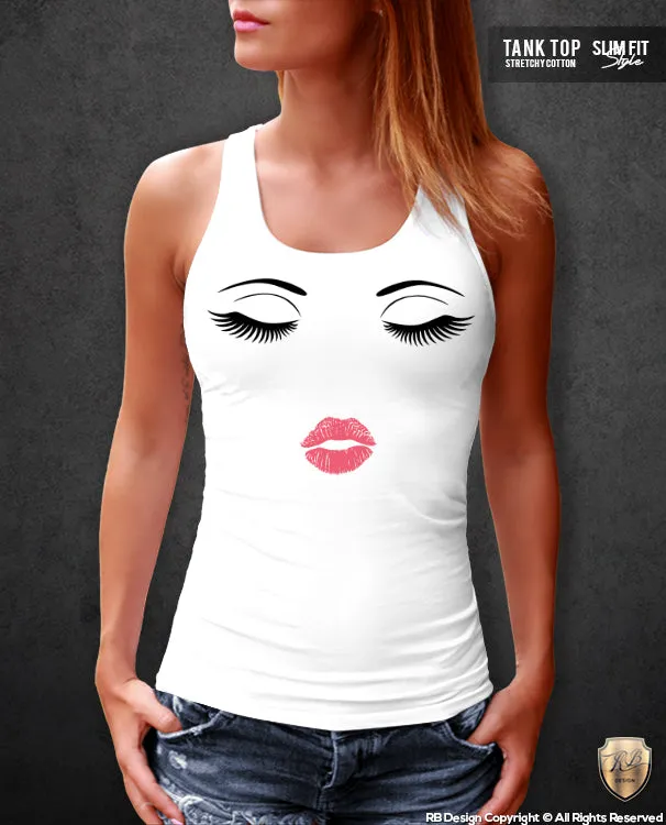 Women's Tredny Eyelashes Lips T-shirt Cool Tumblr Stylish Top WD312